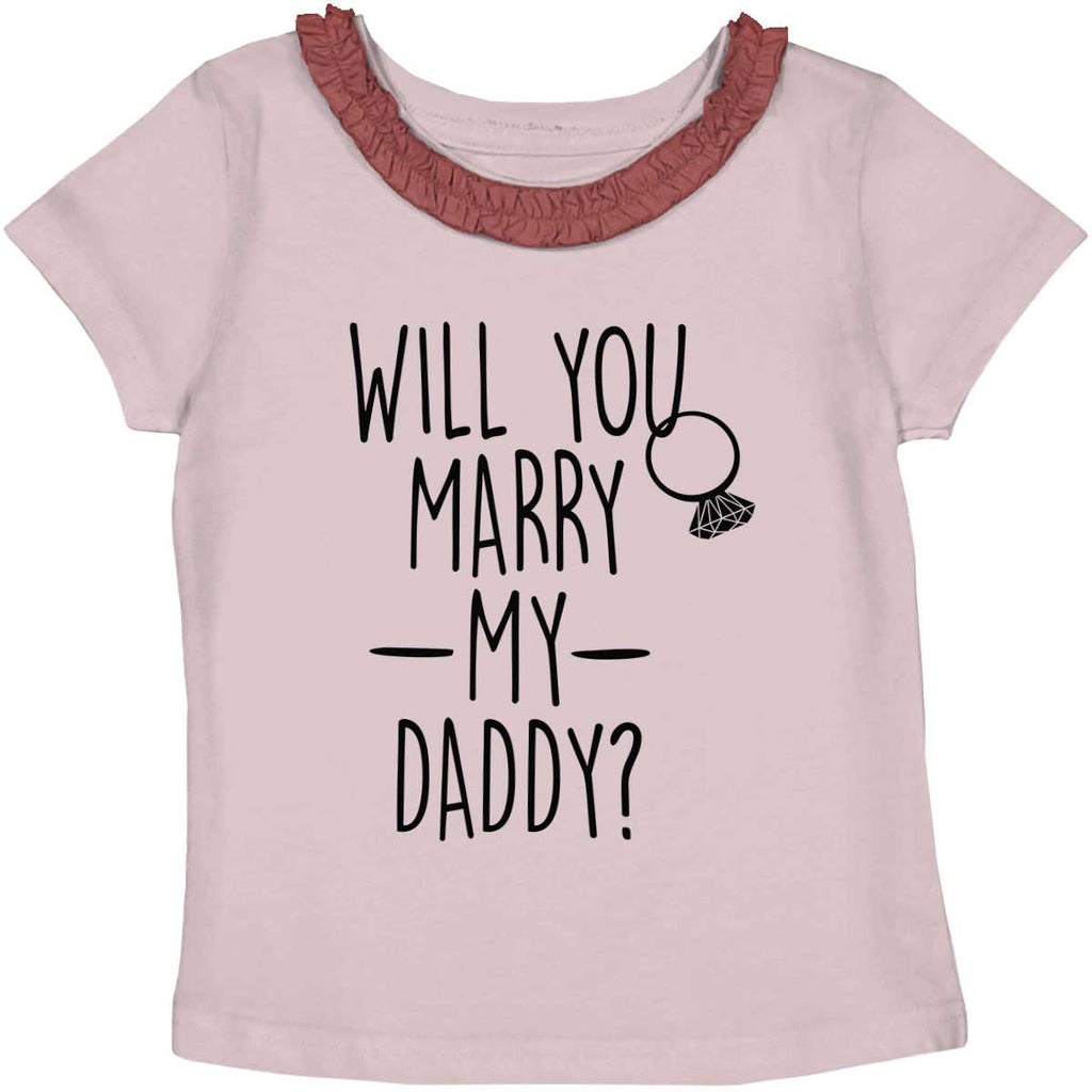 Marry My Daddy Toddler Ruffled Trim T-Shirt-Direct To Garment Print-Brisco Baby