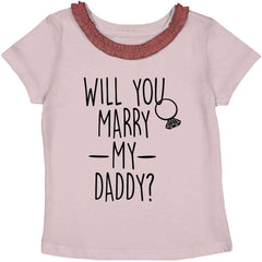 Marry My Daddy Toddler Ruffled Trim T-Shirt-Direct To Garment Print-Brisco Baby