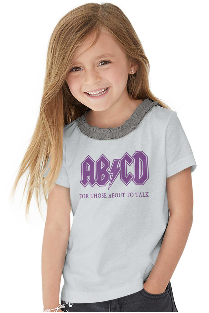 AB CD Toddler Ruffled Trim T-Shirt-Direct To Garment Print-Brisco Baby