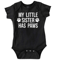 My Little Sister Has Paws Romper Bodysuit-Direct To Garment Print-Brisco Baby