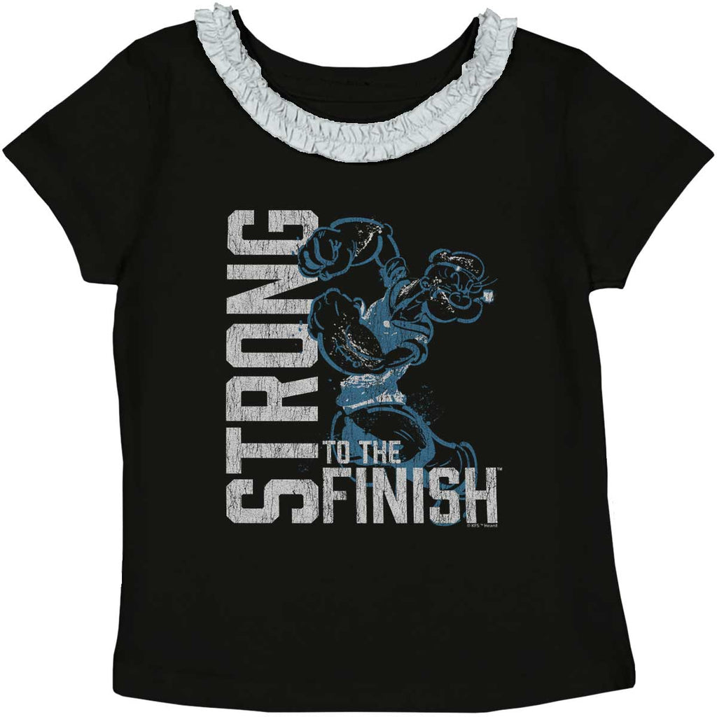 Popeye Muscles Toddler Ruffled Trim T-Shirt-Direct To Garment Print-Brisco Baby
