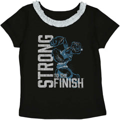Popeye Muscles Toddler Ruffled Trim T-Shirt-Direct To Garment Print-Brisco Baby