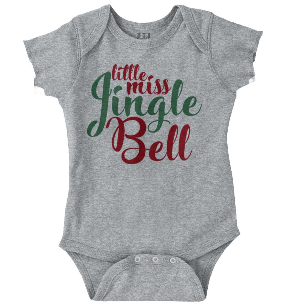 Little Miss Jingle Bell Romper Bodysuit-Direct To Garment Print-Brisco Baby