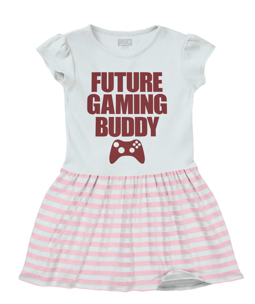 Future Gaming Buddy Baby Striped Skirt Dress-Direct To Garment Print-Brisco Baby