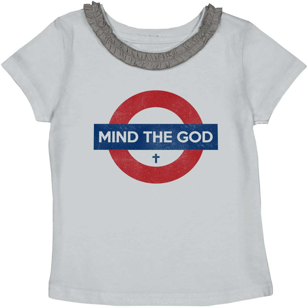 Mind The God Toddler Ruffled Trim T-Shirt-Direct To Garment Print-Brisco Baby