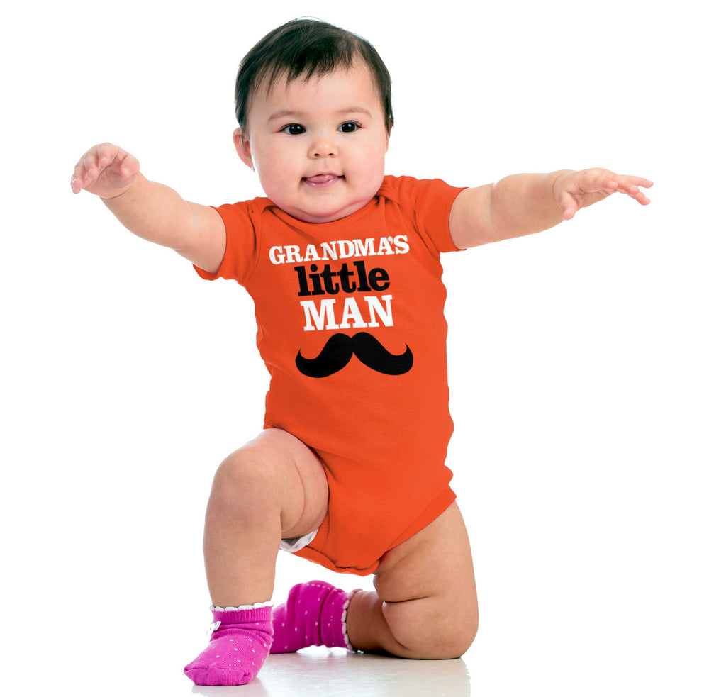 Grandmas Little Man Romper Bodysuit-Direct To Garment Print-Brisco Baby
