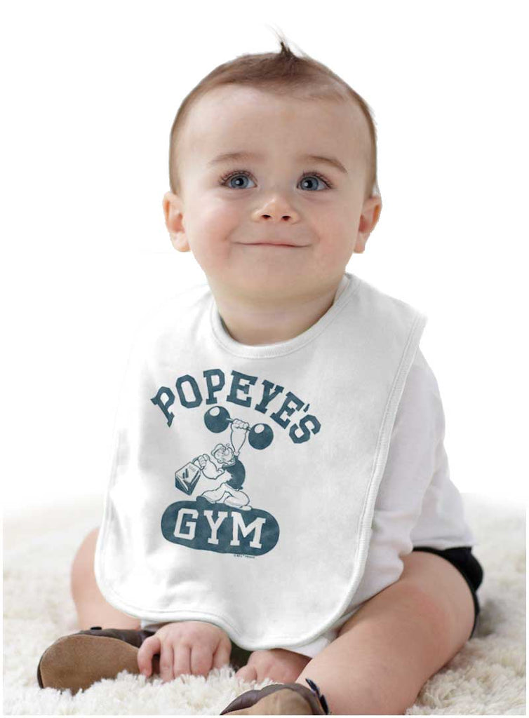 Popeye's Gym Infant Baby Bib-Direct To Garment Print-Brisco Baby
