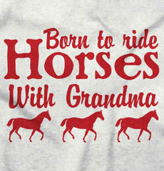 Born To Ride Horses With Grandma Romper Bodysuit-Direct To Garment Print-Brisco Baby