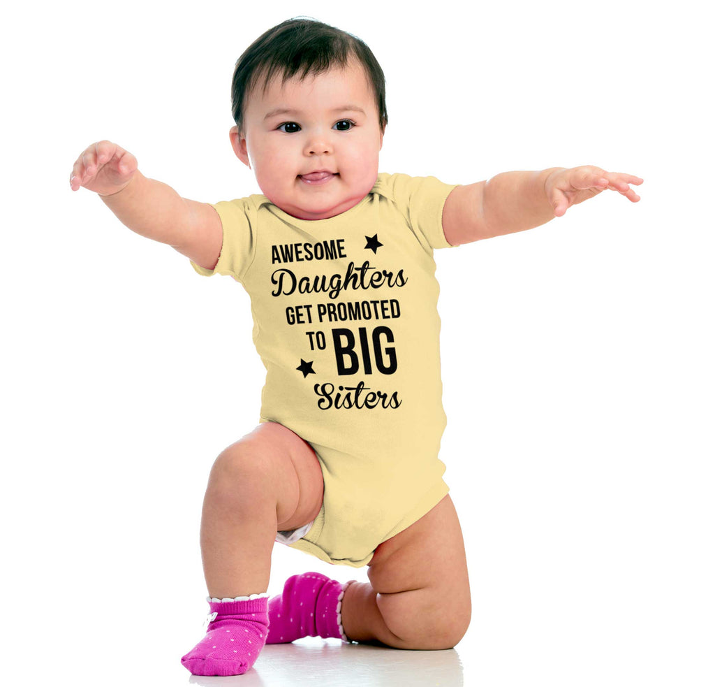 Awesome Daughter Promote Big Sisters Romper Bodysuit-Direct To Garment Print-Brisco Baby