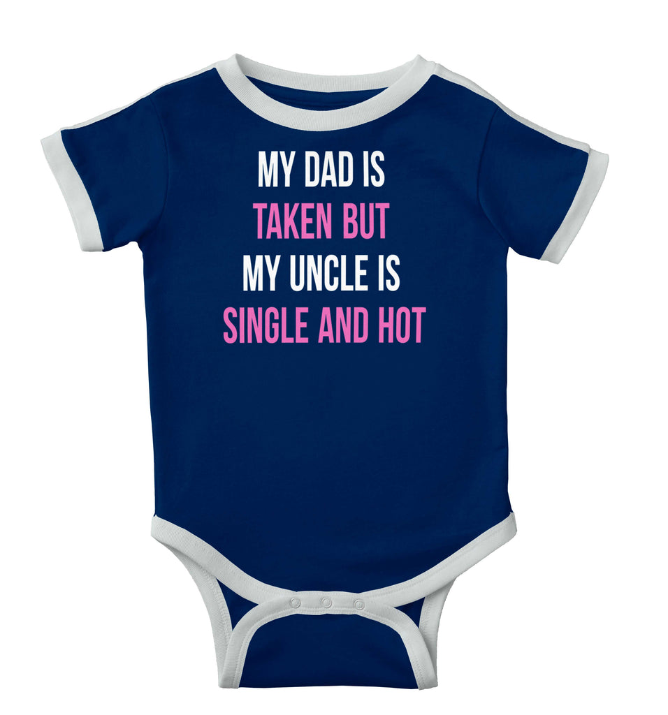 Dad Taken Uncle Sing Ringer Romper Bodysuit-Direct To Garment Print-Brisco Baby