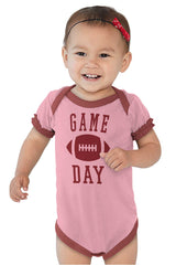 Game Day Baby Ruffled Trim Romper-Direct To Garment Print-Brisco Baby