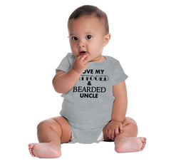 Love My Tattooed Bearded Uncle Romper Bodysuit-Direct To Garment Print-Brisco Baby