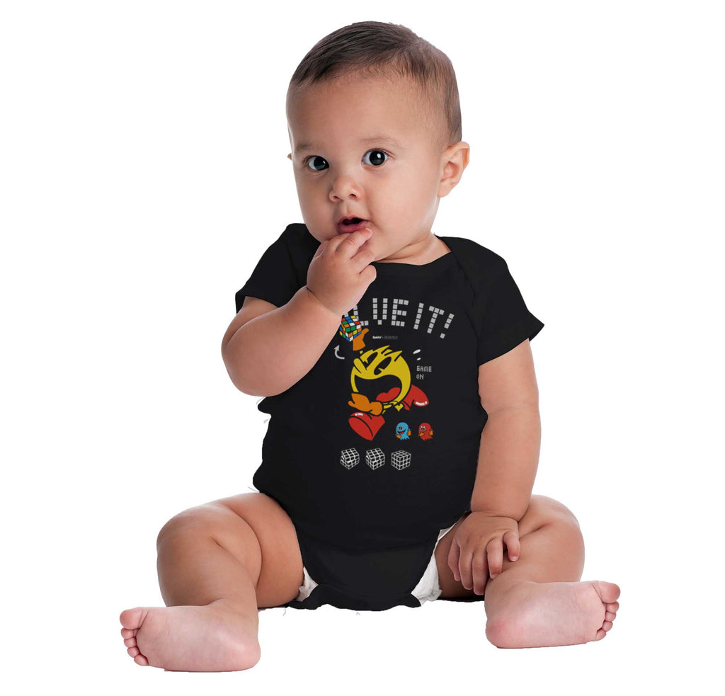 Solve It Pac-Man Romper Bodysuit-Direct To Garment Print-Brisco Baby
