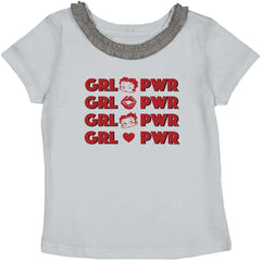 Girl Power Toddler Ruffled Trim T-Shirt-Direct To Garment Print-Brisco Baby