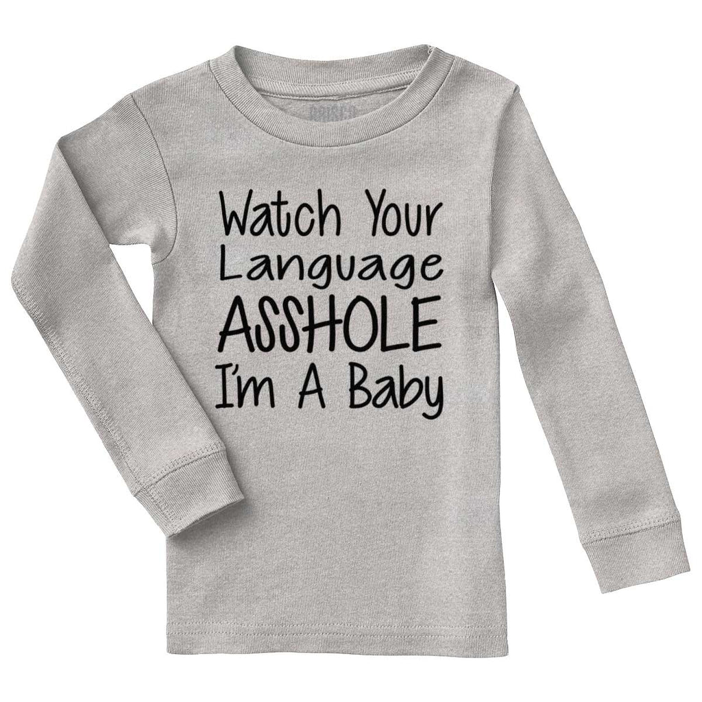 Watch The Language Solid Baby Pajama Top-Direct To Garment Print-Brisco Baby