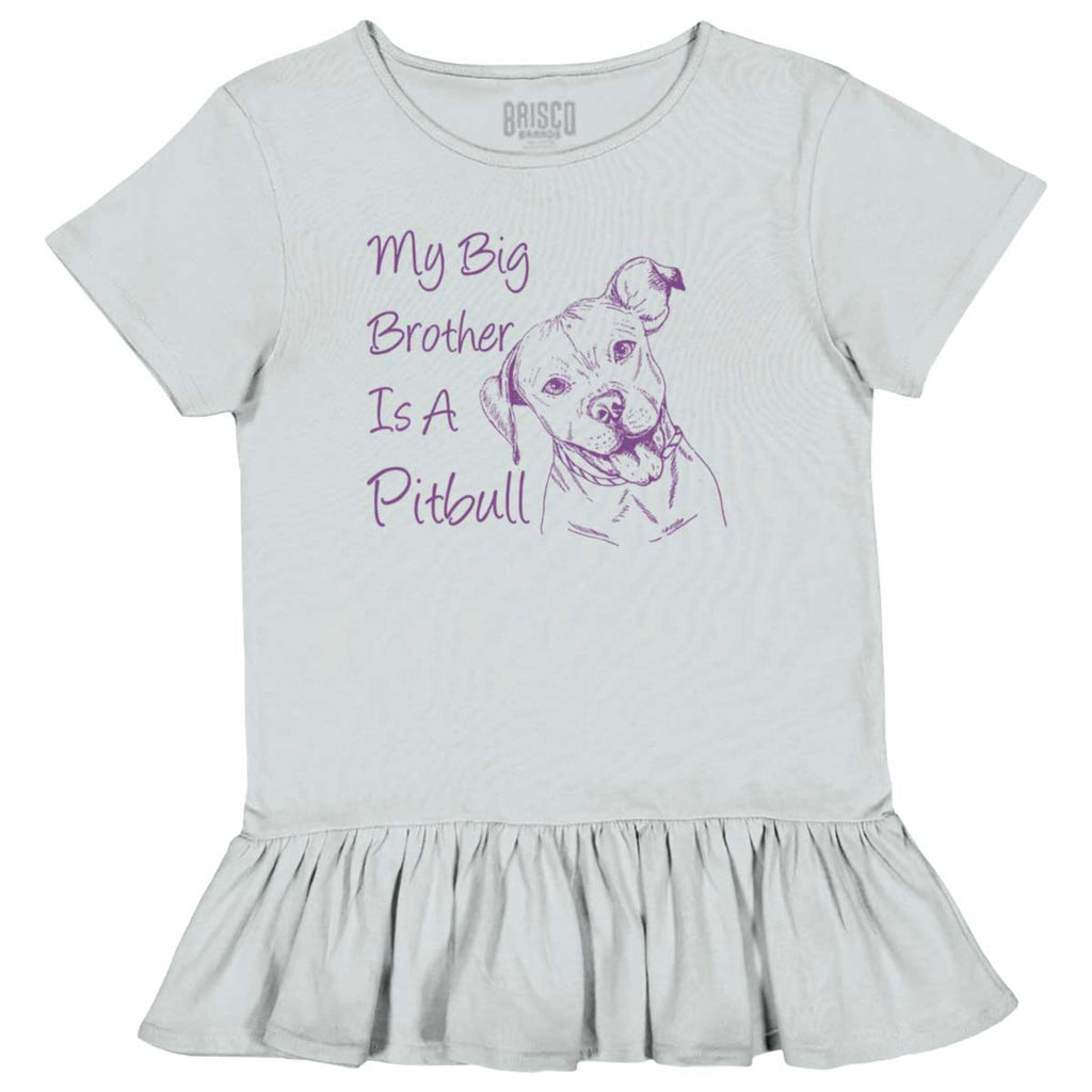 Brother is a Pitbull Toddler Ruffle Bottom Tee-Direct To Garment Print-Brisco Baby