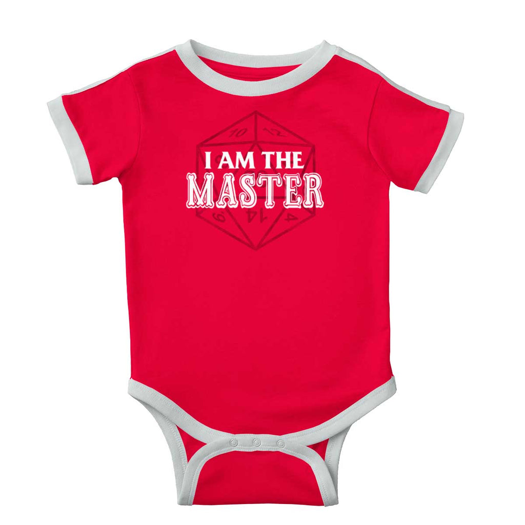 I Am The Master Dungeons Gamer Ringer Romper Bodysuit-Direct To Garment Print-Brisco Baby