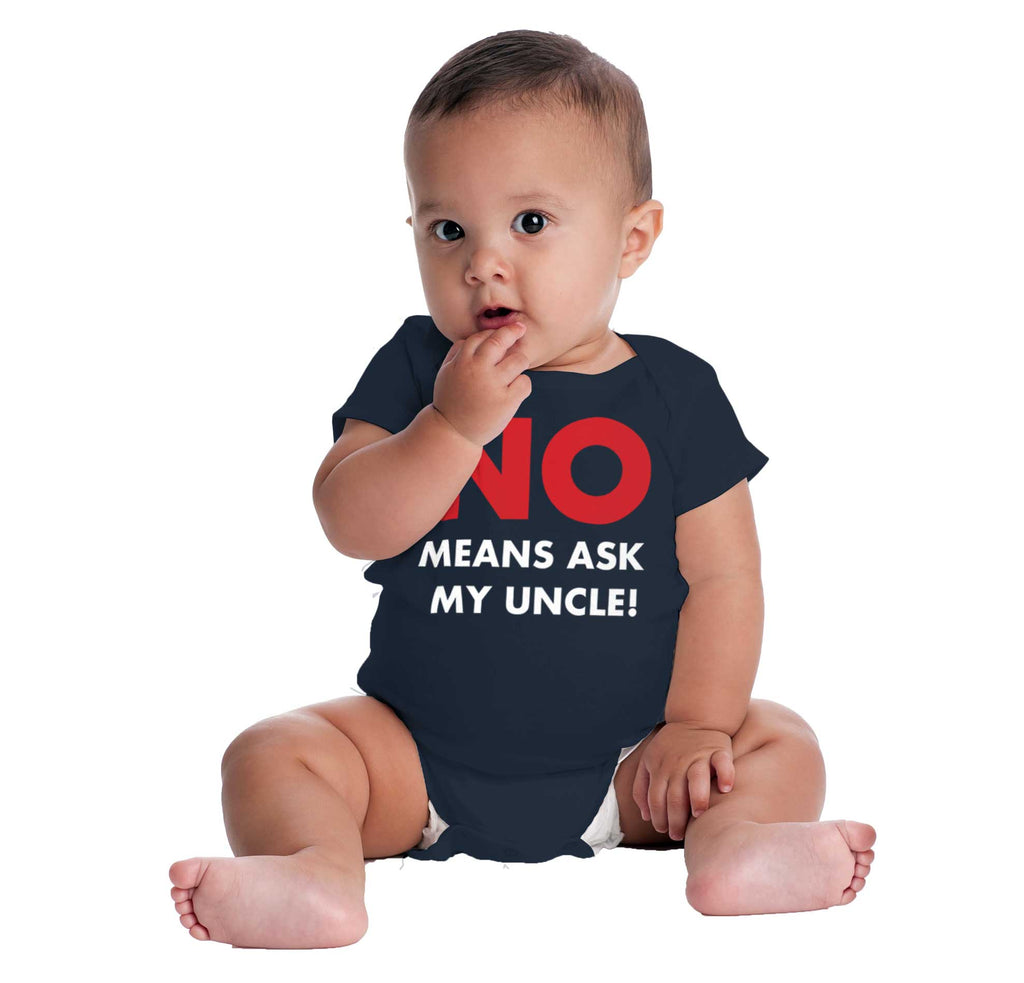 No Means Ask Uncle Romper Bodysuit-Direct To Garment Print-Brisco Baby