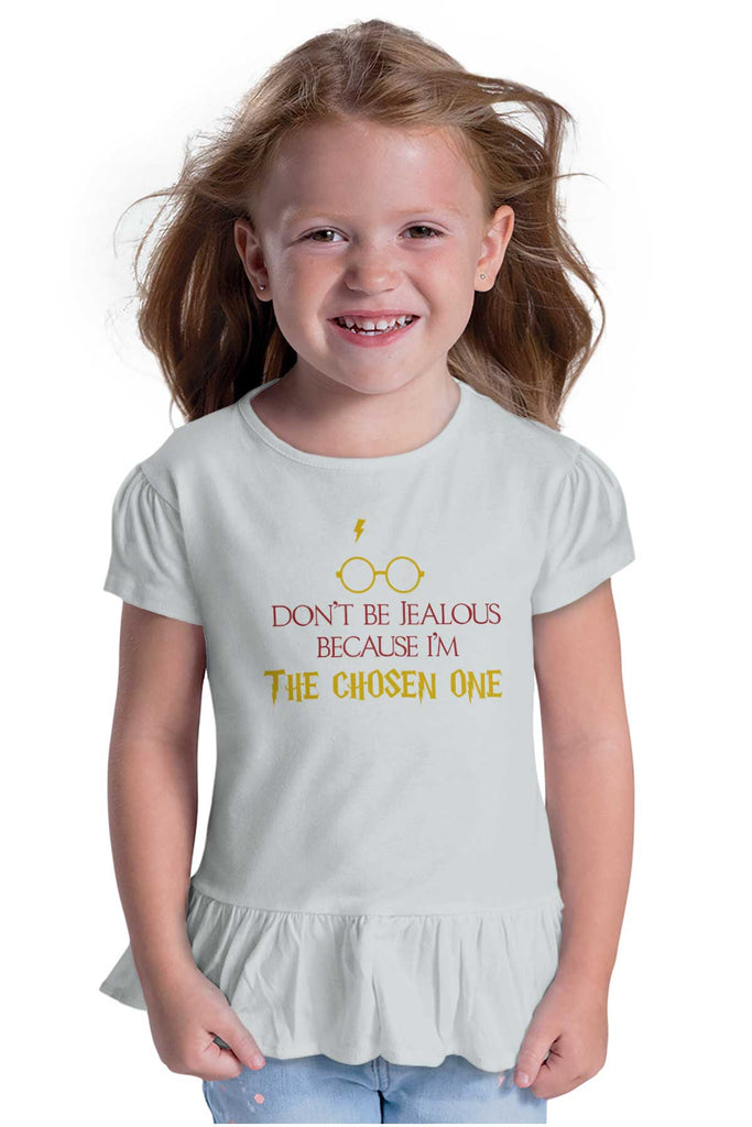 Jealous Of Chosen One Toddler Ruffle Bottom Tee-Direct To Garment Print-Brisco Baby