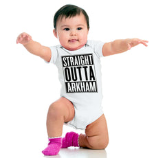 Straight Outta Arkham Romper Bodysuit-Direct To Garment Print-Brisco Baby
