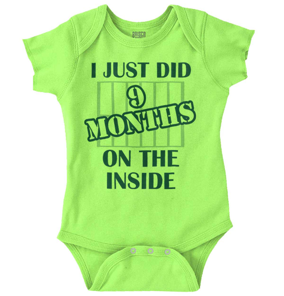 9 Months On The Inside Romper Bodysuit-Direct To Garment Print-Brisco Baby