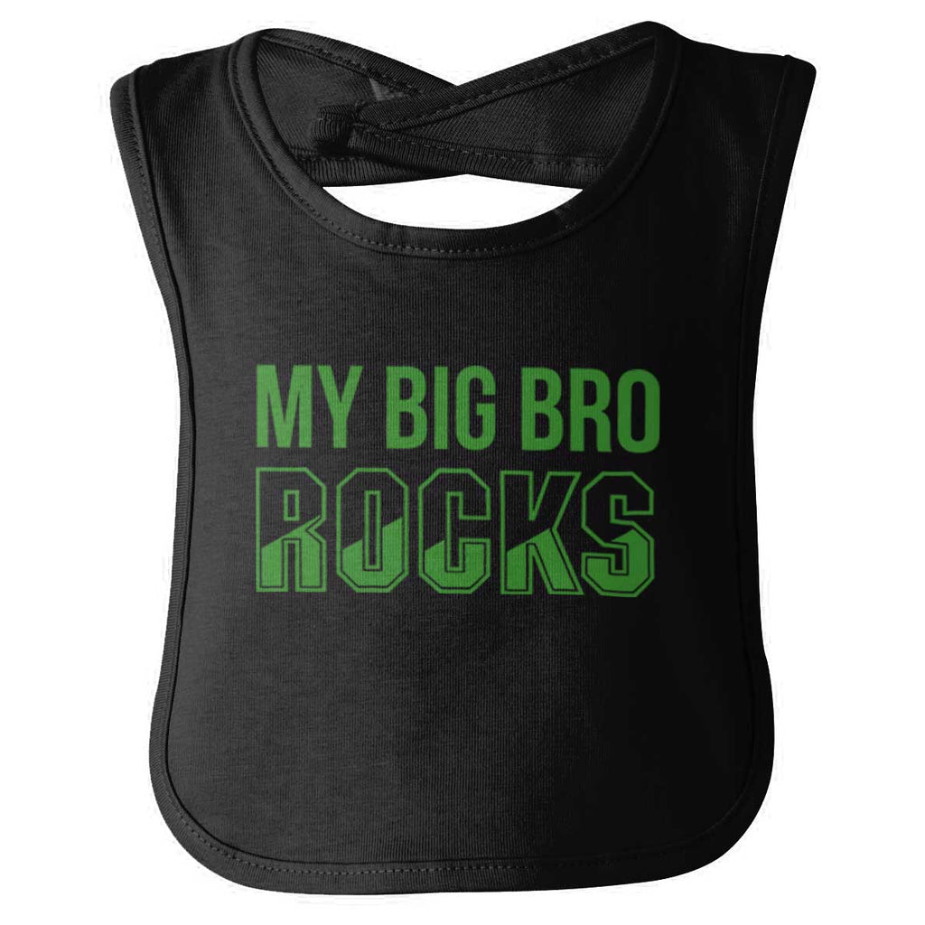 My Big Bro Rocks Infant Baby Bib-Direct To Garment Print-Brisco Baby