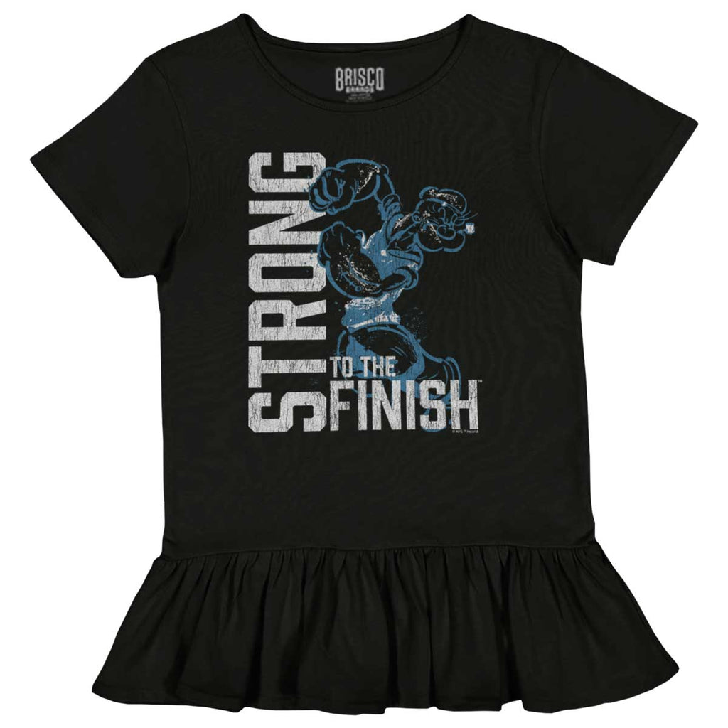 Popeye Muscles Toddler Ruffle Bottom Tee-Direct To Garment Print-Brisco Baby