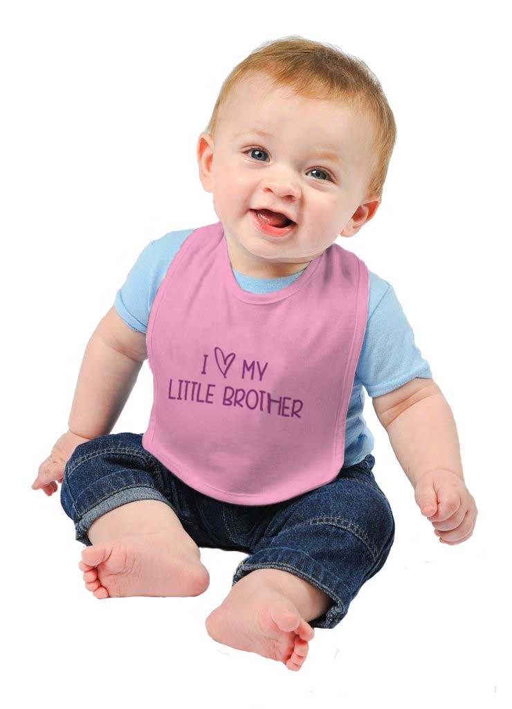 I Love My Little Brother Infant Baby Bib-Direct To Garment Print-Brisco Baby