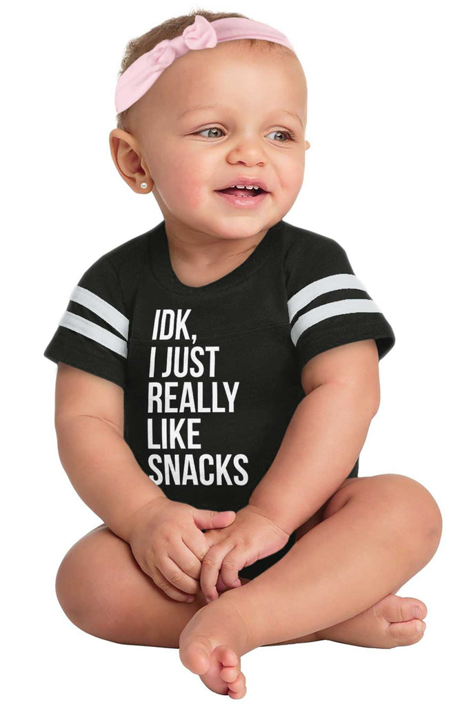 Really Like Snacks Football Romper Bodysuit-Direct To Garment Print-Brisco Baby