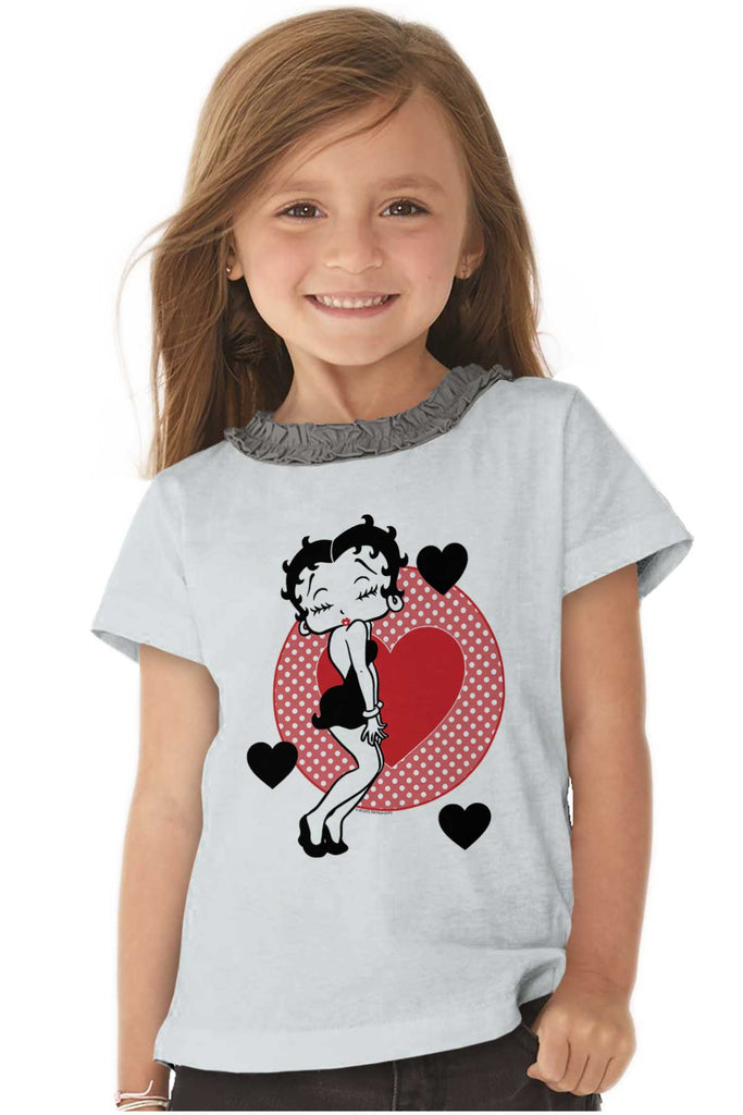 Betty Boop Toddler Ruffled Trim T-Shirt-Direct To Garment Print-Brisco Baby