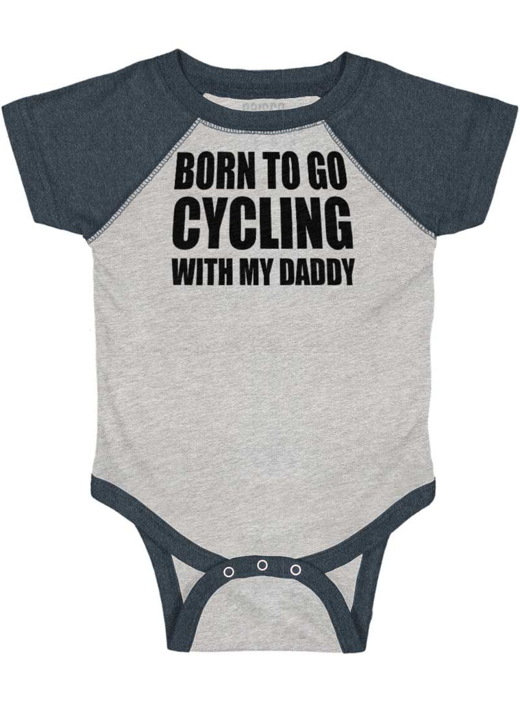 Cycling With Daddy Raglan Romper Bodysuit-Direct To Garment Print-Brisco Baby
