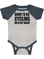 Cycling With Daddy Raglan Romper Bodysuit-Direct To Garment Print-Brisco Baby