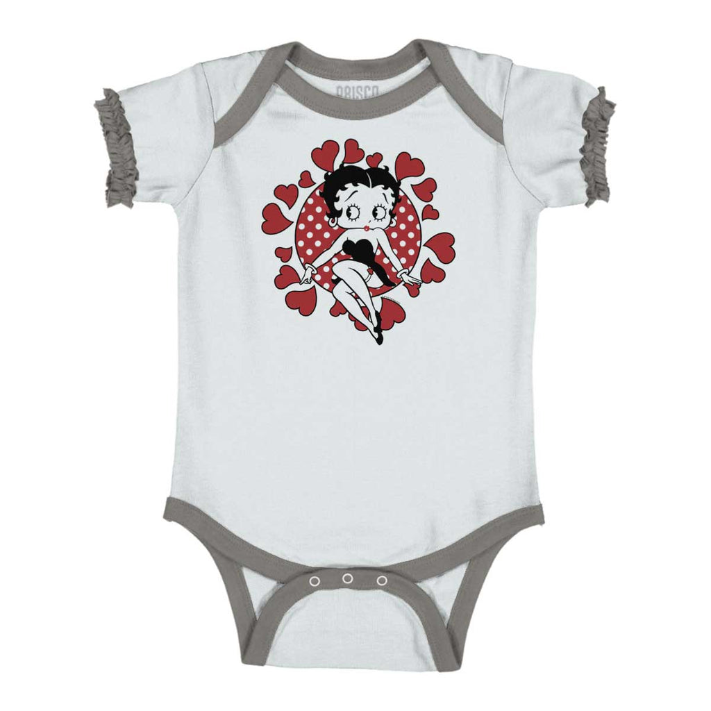 Vintage Betty Baby Ruffled Trim Romper-Direct To Garment Print-Brisco Baby