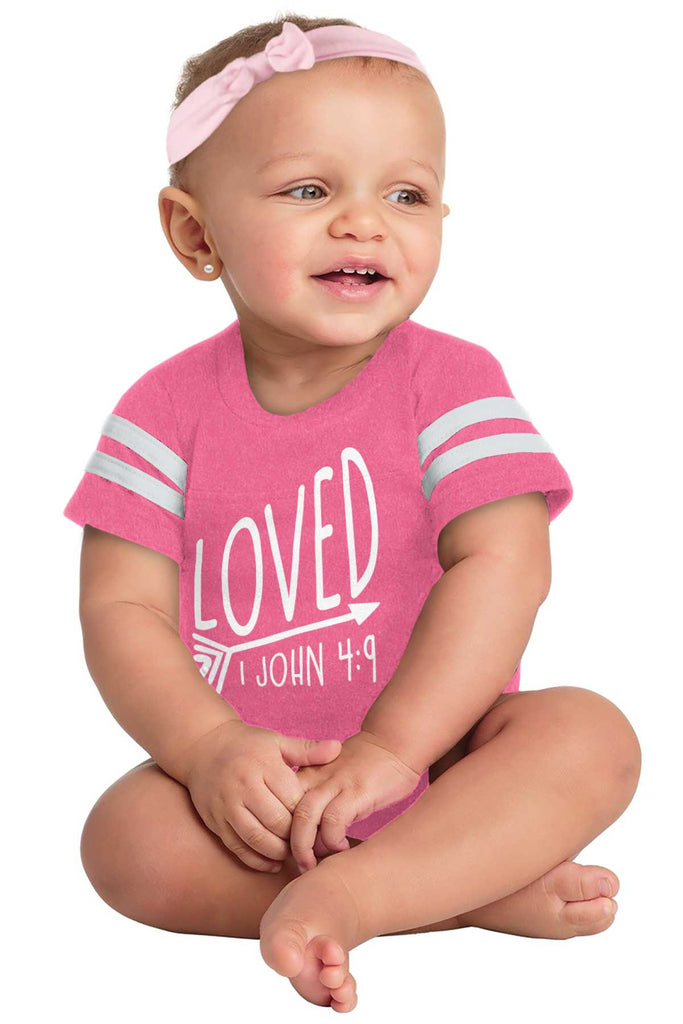 Loved Football Romper Bodysuit-Direct To Garment Print-Brisco Baby