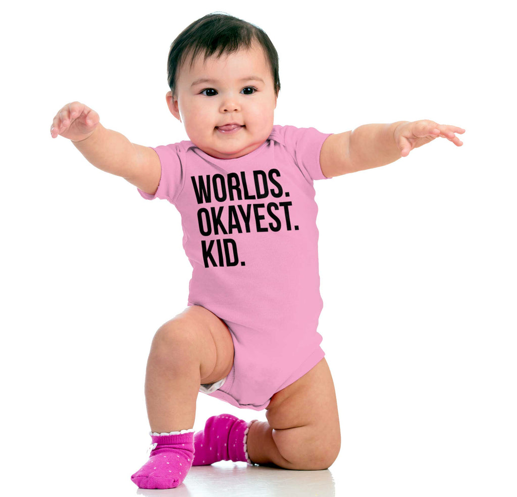 Worlds Okayest Kid Romper Bodysuit-Direct To Garment Print-Brisco Baby
