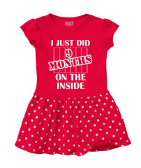 9 Months On The Inside Baby Polka Dot Skirt Dress-Direct To Garment Print-Brisco Baby