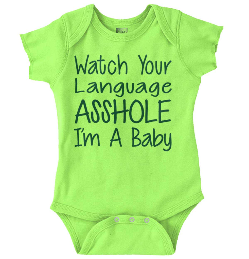 Watch The Language Romper Bodysuit-Direct To Garment Print-Brisco Baby