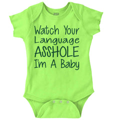 Watch The Language Romper Bodysuit-Direct To Garment Print-Brisco Baby