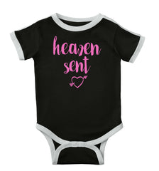 Heaven Sent Ringer Romper Bodysuit-Direct To Garment Print-Brisco Baby