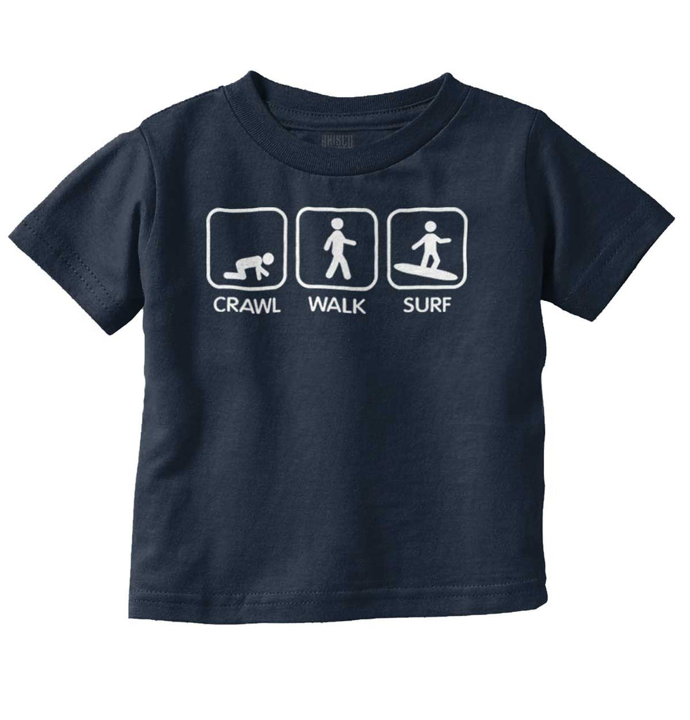 Crawl Walk Surf Infant Toddler T Shirt-Direct To Garment Print-Brisco Baby