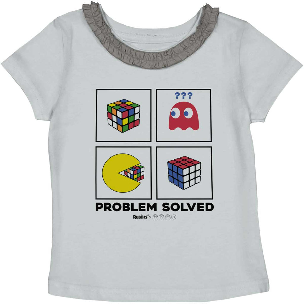 Problem Solved Toddler Ruffled Trim T-Shirt-Direct To Garment Print-Brisco Baby