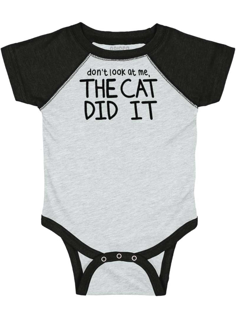 Cat Did It Raglan Romper Bodysuit-Direct To Garment Print-Brisco Baby