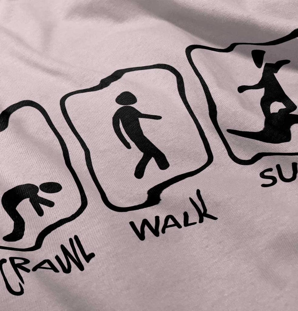 Crawl Walk Surf Toddler Ruffled Trim T-Shirt-Direct To Garment Print-Brisco Baby