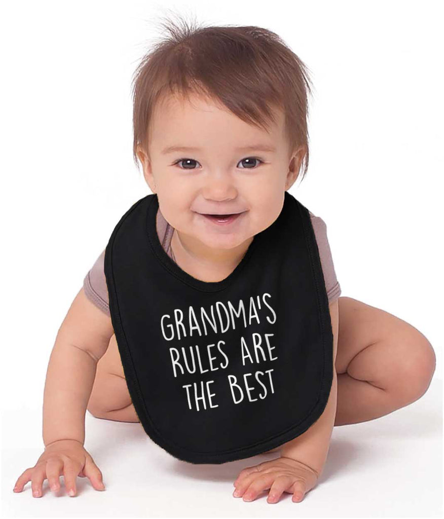 Grandma's Rules Are The Best Infant Baby Bib-Direct To Garment Print-Brisco Baby