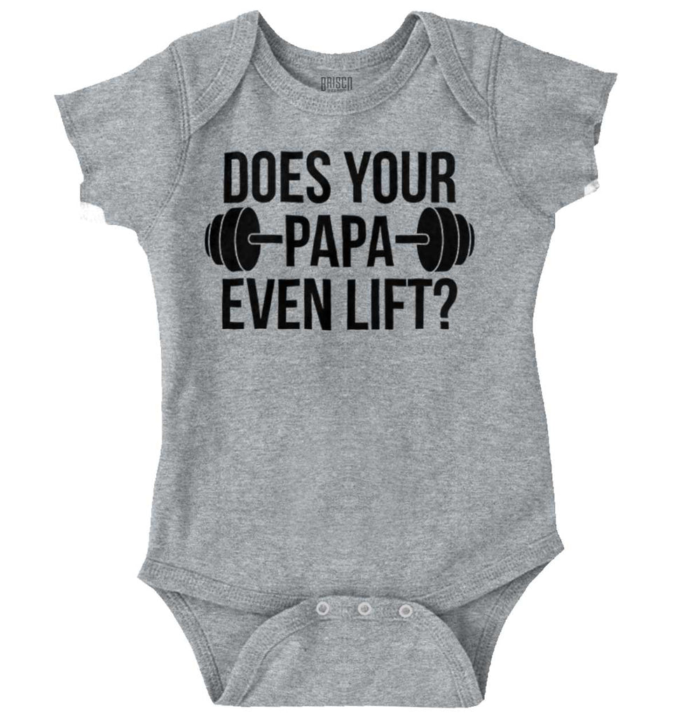 Does Your Papa Lift? Romper Bodysuit-Direct To Garment Print-Brisco Baby