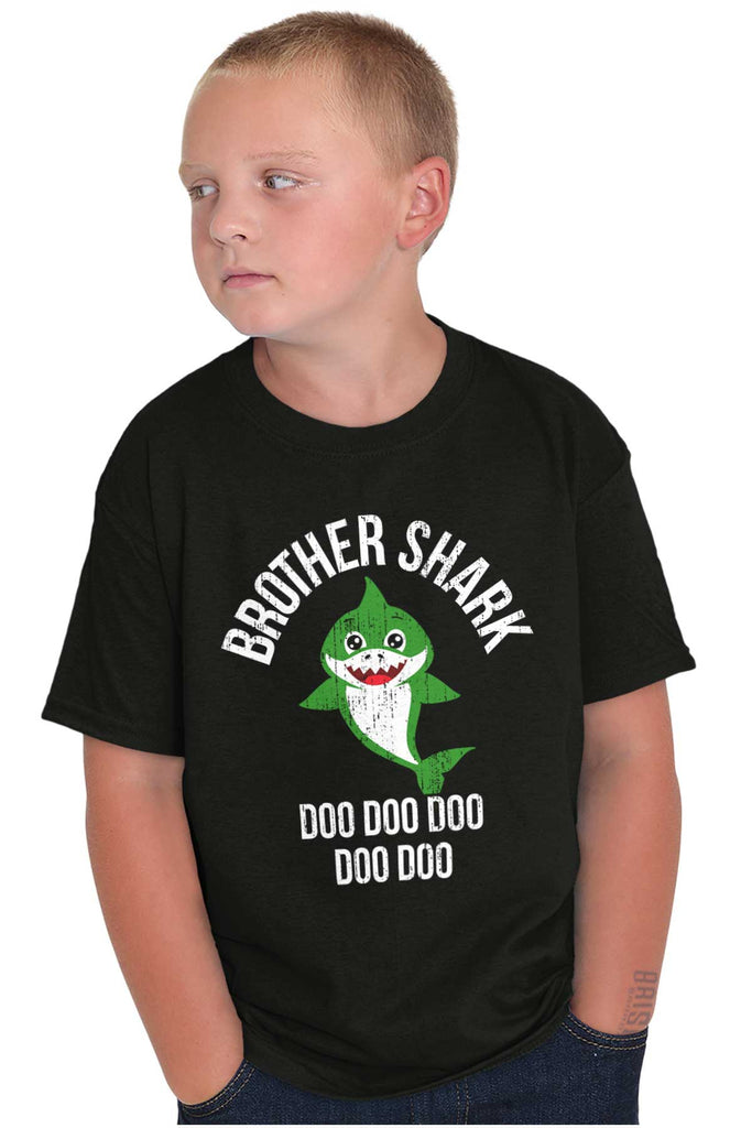Cartoon Brother Shark Youth T Shirt-Direct To Garment Print-Brisco Baby