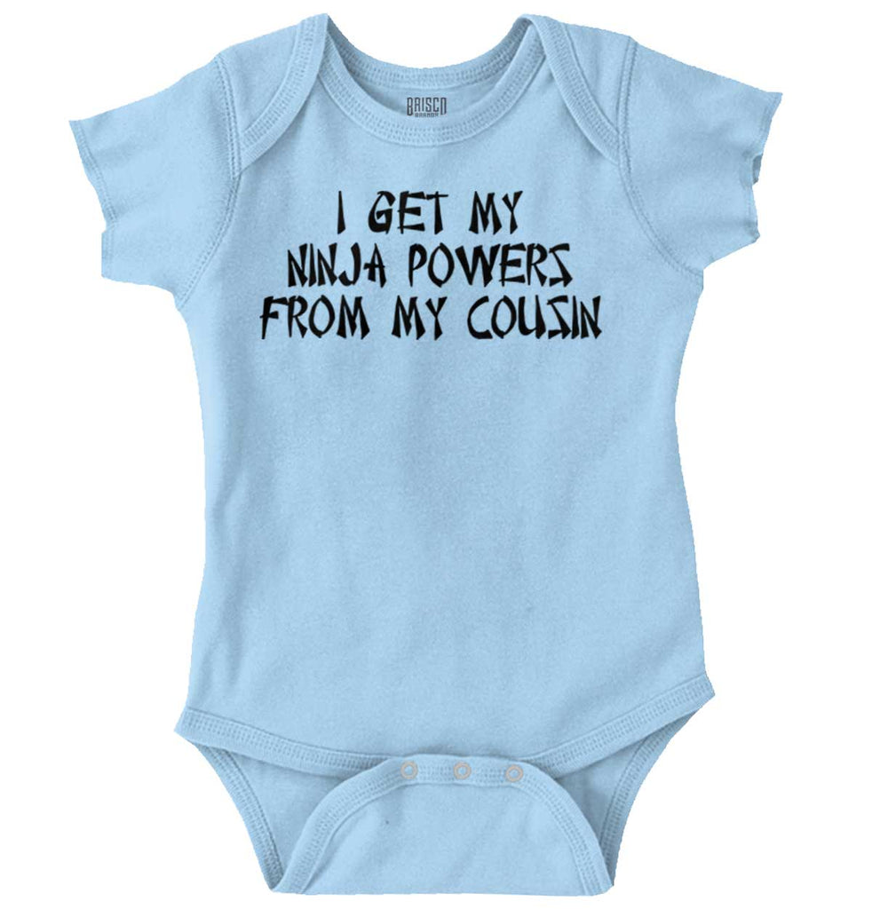 Ninja Powers From Cousin Romper Bodysuit-Direct To Garment Print-Brisco Baby