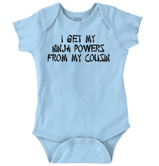 Ninja Powers From Cousin Romper Bodysuit-Direct To Garment Print-Brisco Baby