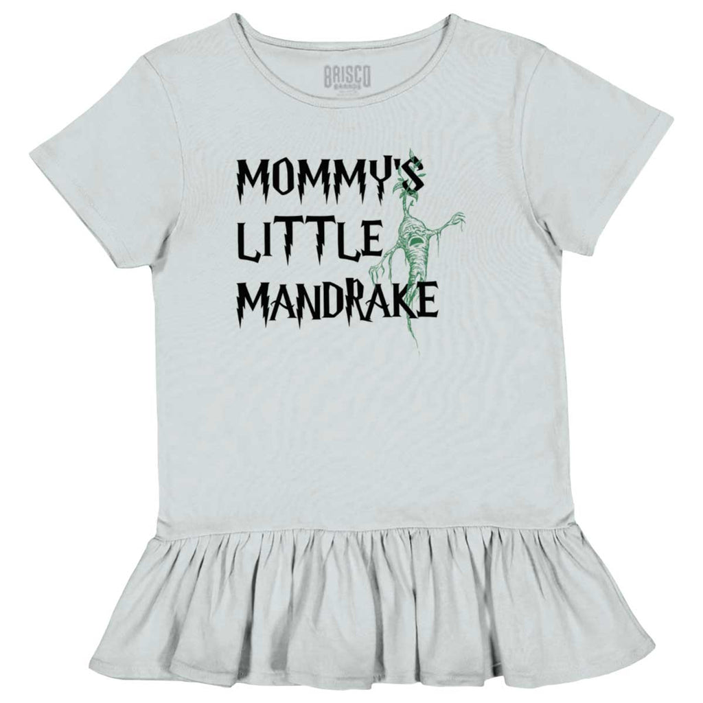 Mommy's Little Mandrake Toddler Ruffle Bottom Tee-Direct To Garment Print-Brisco Baby