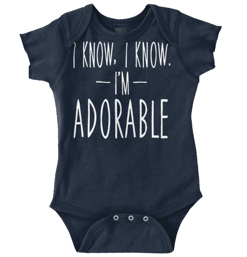 I Know I'm Adorable Romper Bodysuit-Direct To Garment Print-Brisco Baby